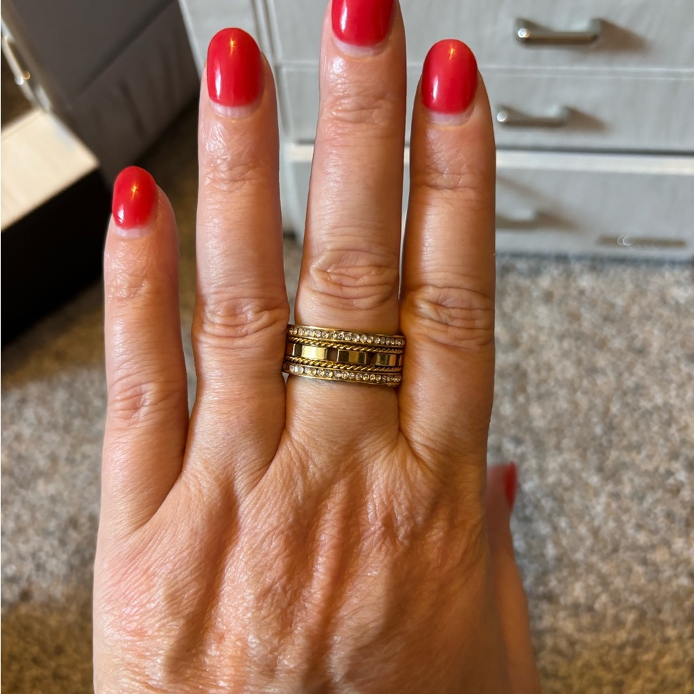 Timeless Gold and Silver Textured Band Ring
